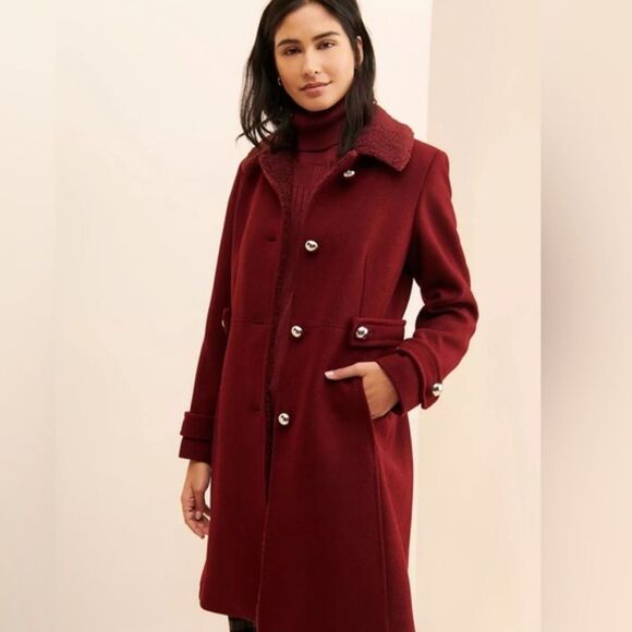 Kate Spade Sherpa Trimmed Wool Coat New with tags - Picture 2 of 5